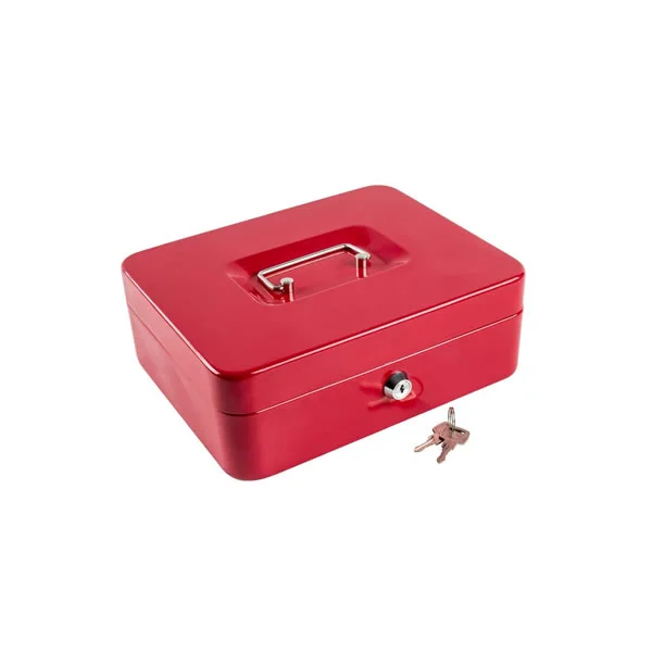 Vidutinio dydžio kasos dėžutė su nuimamu pinigų dėklu, pinigų seifas su raktų užraktu C250-K