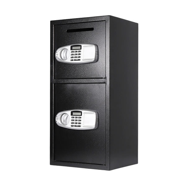 I-Digital Depository Security Safes nge-Double Drop Door, Ikhiphedi kanye Nokhiye Wokukhipha Imanuwali DS77BM