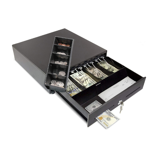 13'' Mini Entry Level Metal Cash Drawer bakeng sa POS e nang le 4 Bill 5 Coin Removable Coin Tray CD-335A