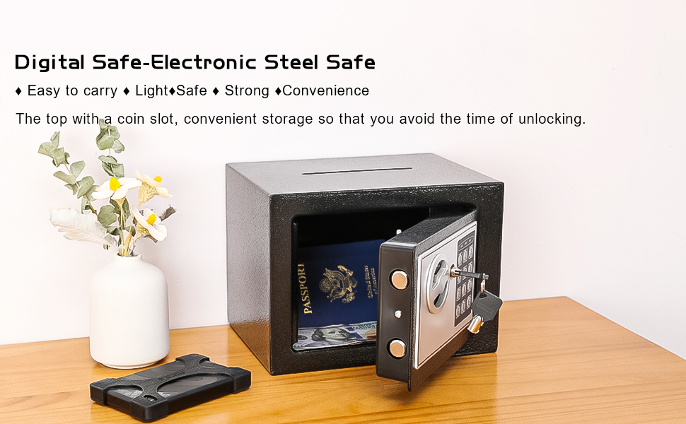 Mini Size Colorful Electronic Security Steel Safe With Coin Bill Slot For Home Office Safety C17AC-D
