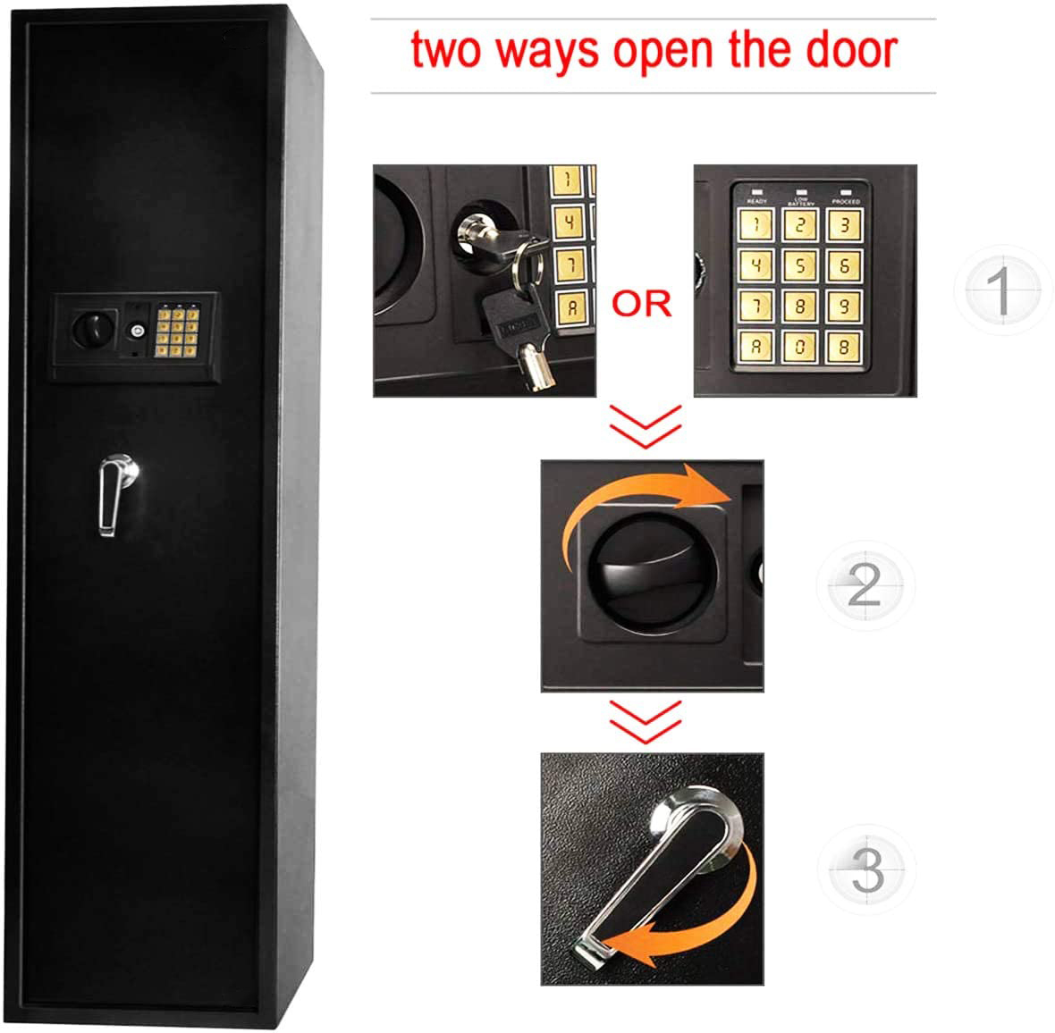 Heavy Duty Electronic Lock Long Gun Safe for 5-8 Rifle Storage with ammo Handgun Lockbox G150AT-10