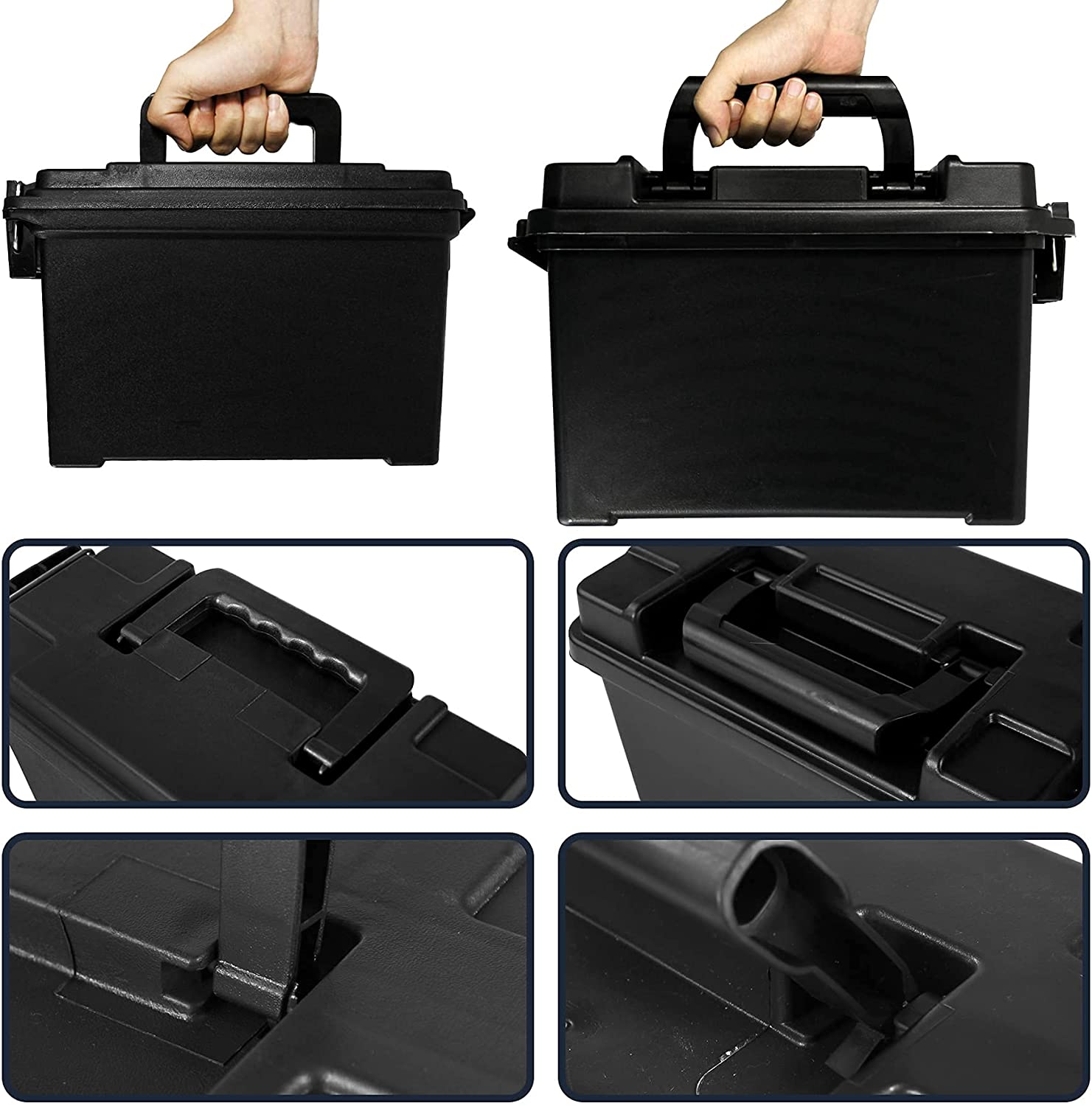 Tactical Plastic Ammo Can, Dry Utility Tool Box, Lockable Water Resistant Field Box Holder Used in Car, Home, Outdoor