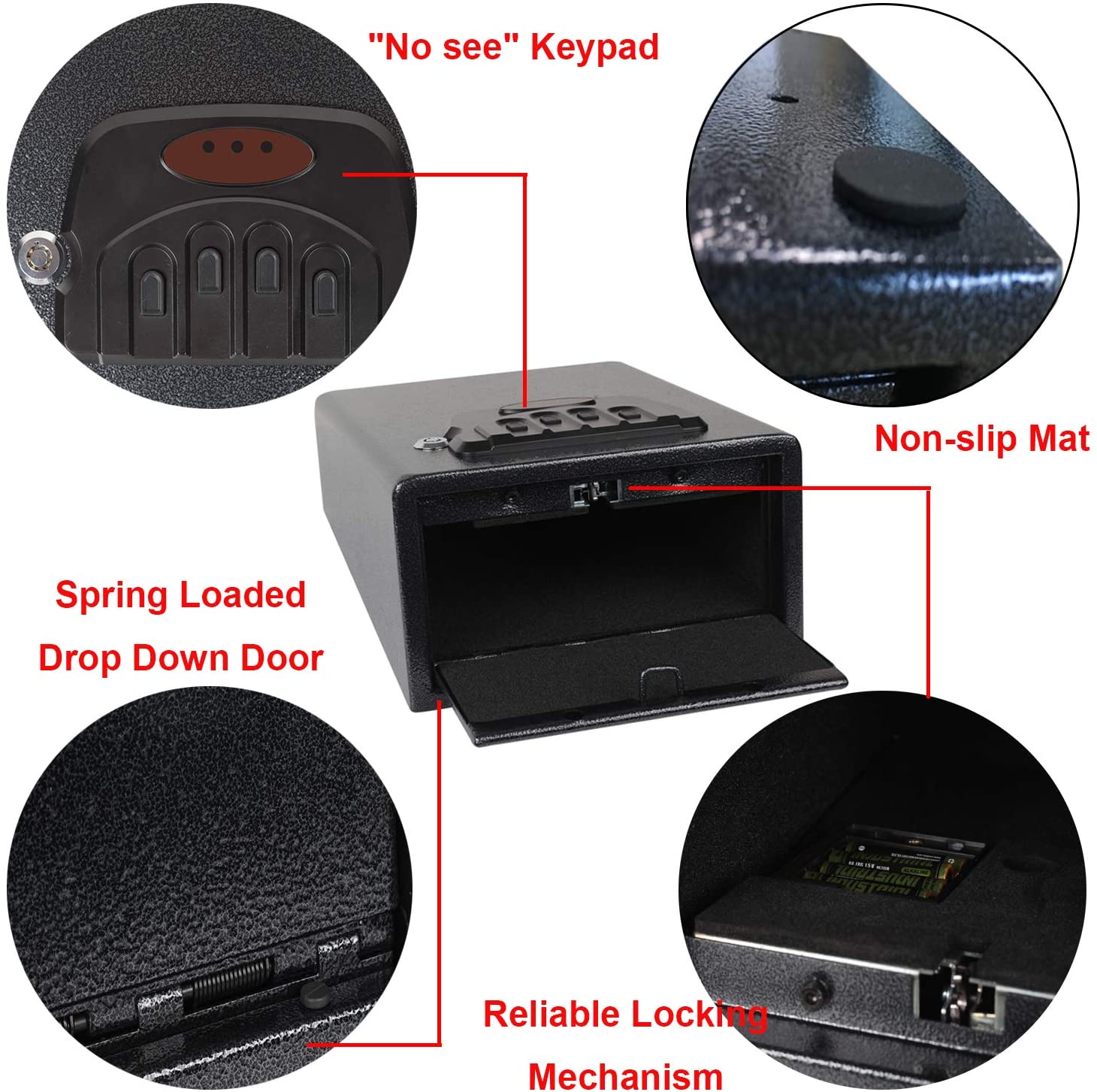 1-Gun Quick Access Pop-Open Pistol Safe, Digital Front Opening Handgun Security Safes S13A