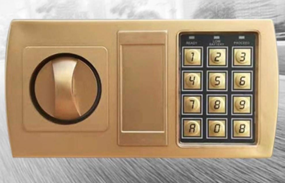 White golden color digital money safe electronic vault box with reset codes